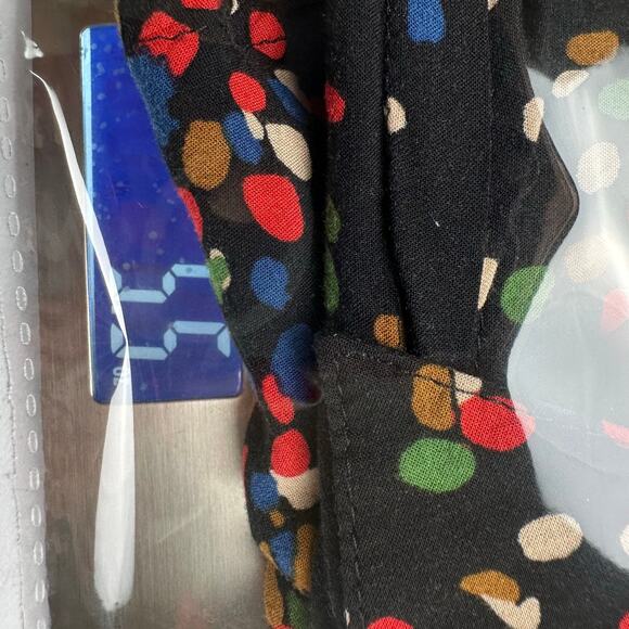 Maeve Top Womens 6 Black Polka Dot Long Sleeve Button Down Career Casual Blouse - Picture 11 of 12